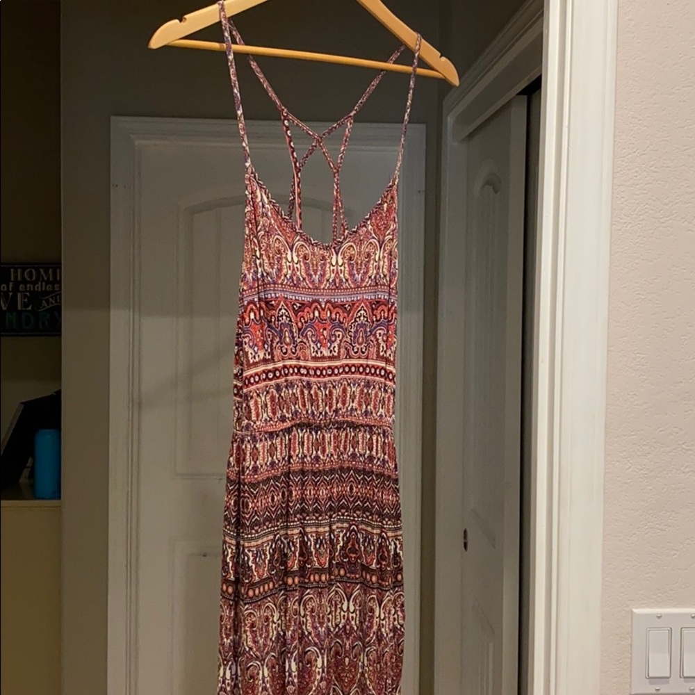 American Eagle printed maxi dress w/leg slit